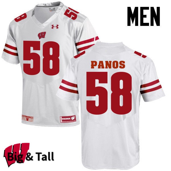 Wisconsin Badgers Men's #58 George Panos NCAA Under Armour Authentic White Big & Tall College Stitched Football Jersey YR40H35XX